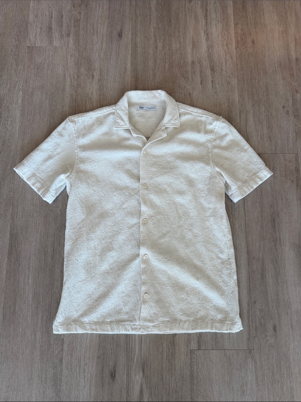 Zara Cream Button Down Linen Shirt Medium